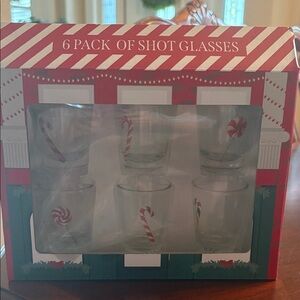 NWT Holiday Candy Cane Shot Glass Set